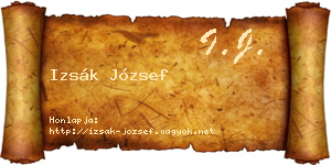 Izsák József névjegykártya