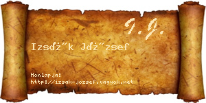 Izsák József névjegykártya